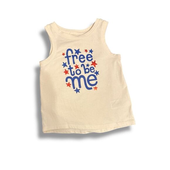 Kids Sleeveless Top - Cream with Blue and Red Print - Picture 1 of 1